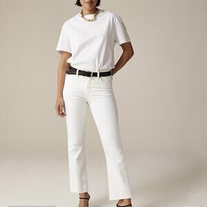 J Crew Jeans Womens 33 Demi Boot Crop 9" Raw Hem White‎ High Rise Classic
